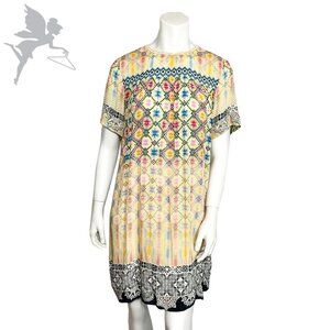TANVI KEDIA Mixed Print Butter Yellow Boho Silk Dress